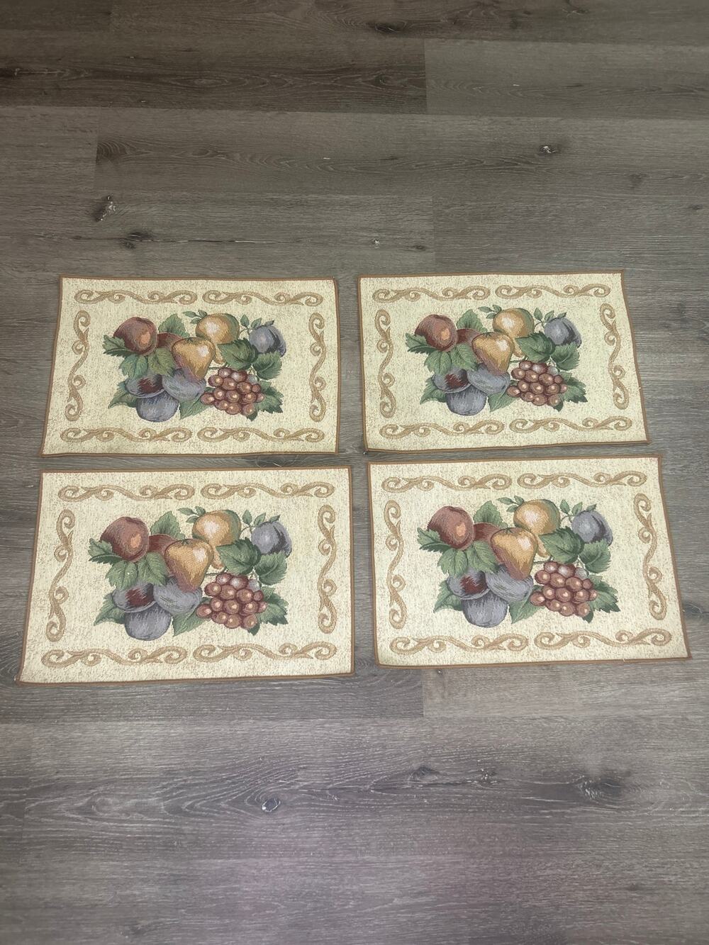 Vintage Manual Weavers Napa Valley Fruit Tapestry Placemats Set of 4